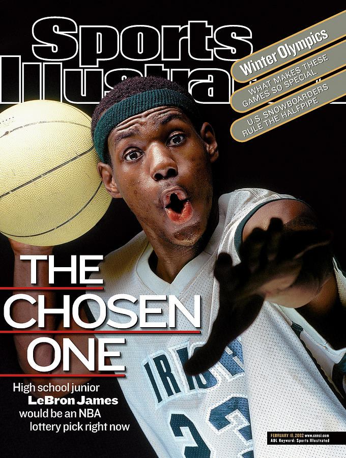 「THE CHOSEN ONE」の見出しで高校時代のレブロン・ジェームズを掲載した、2002年2月18日号のSports Illustrated誌表紙